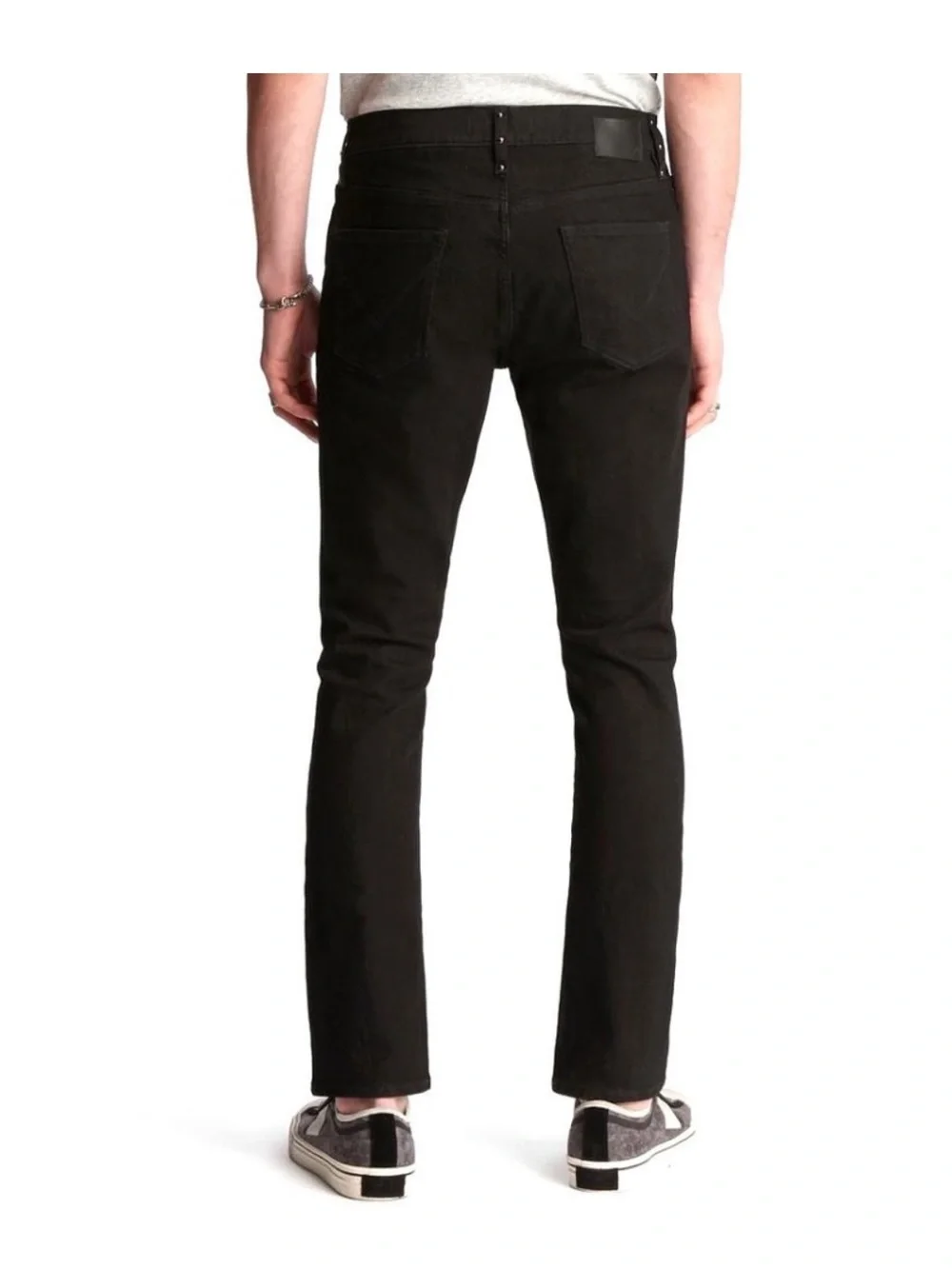 John Varvatos Bowery Slim Straight Studded Black Jeans, Size 31 - Picture 2 of 8